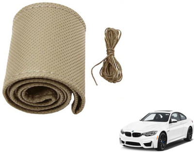 MOCKHE Hand Stiched Steering Cover For BMW 325i(Beige, Leatherite)