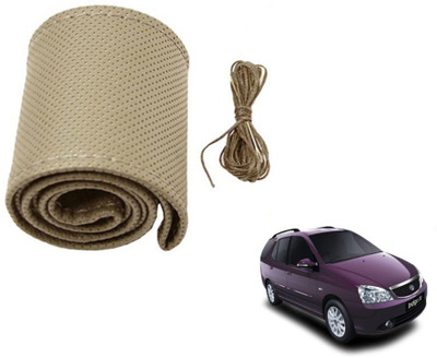 MOCKHE Hand Stiched Steering Cover For Tata Indigo Marina(Beige, Leatherite)
