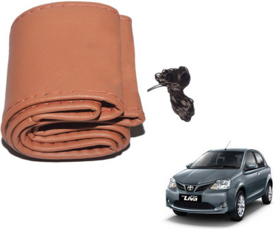 MOCKHE Hand Stiched Steering Cover For Toyota Etios Liva(Tan, Leatherite)