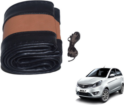MOCKHE Hand Stiched Steering Cover For Tata Bolt(Black, Tan, Leatherite)