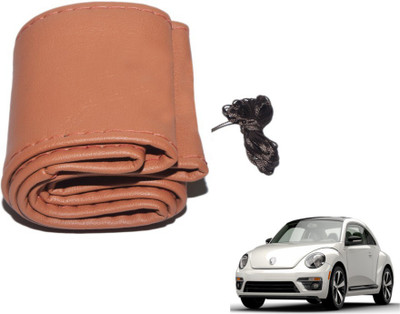 MOCKHE Hand Stiched Steering Cover For Volkswagen Beetle(Tan, Leatherite)