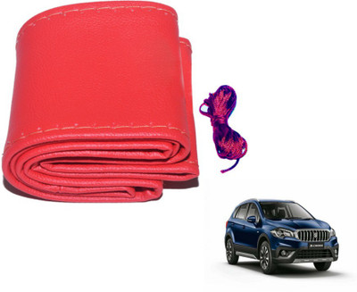 MOCKHE Hand Stiched Steering Cover For Maruti S-Cross(Red, Leatherite)