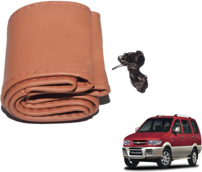 MOCKHE Hand Stiched Steering Cover For Chevrolet Tavera(Tan, Leatherite)