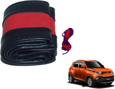 MOCKHE Hand Stiched Steering Cover For Mahindra KUV 100(Black, Red, Leatherite)