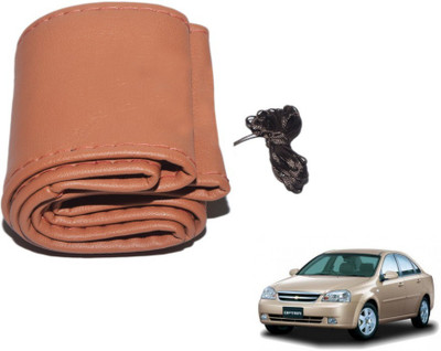 MOCKHE Hand Stiched Steering Cover For Chevrolet Optra(Tan, Leatherite)