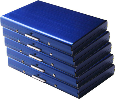 StealODeal Blue Waterproof Limited Edition Metal Atm (Pack of 5) 6 Card Holder(Set of 5, Blue)