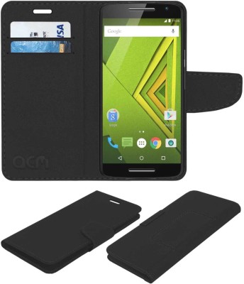 ACM Flip Cover for Motorola Moto X Play Xt1562(Black, Cases with Holder, Pack of: 1)
