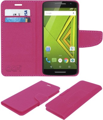 ACM Flip Cover for Motorola Moto X Play Xt1562(Pink, Cases with Holder, Pack of: 1)