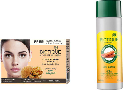 

BIOTIQUE BIO Skin Tightening Facial Kit, Bio Carrot 40+Spc Sunscreen Ultra Soothing Face Lotion(Set of 2)