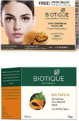 

BIOTIQUE BIO Skin Tightening Facial Kit, Bio Papaya Revitalizing Tan Removal Scrub(Set of 2)