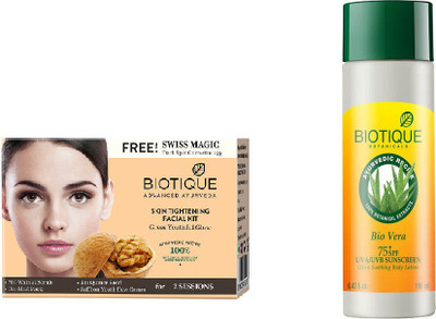

BIOTIQUE BIO Skin Tightening Facial Kit, Bio Vera 75+ Spf Sunscreen Ultra Soothing Body Lotion(Set of 2)