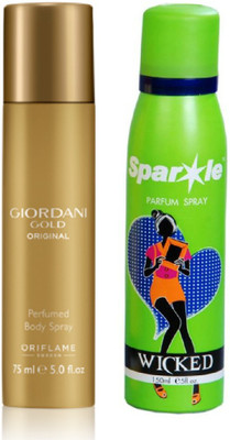 

Oriflame Sweden giordani gold original perfumed body spray 75 ml (31707) with One Sparkle Perfume Spray 150 Ml(Set of 2)