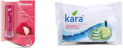

Himalaya litchi shine lip care, kara cleansing and hydrating wipes(Set of 2)