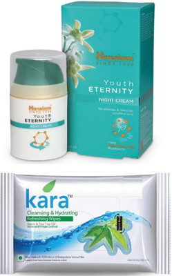 

Himalaya Youth Eternity Night Cream, kara skin care wipes(Set of 2)