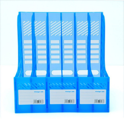 

DIVINEZON 6 Compartments Plastic Magazine Rack(Blue)