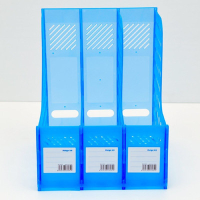 

DIVINEZON 3 Compartments Plastic Bookshelf(Blue)