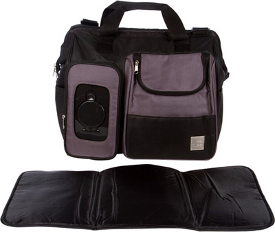 MeeMee Multipurpose Diaper Bag with Bottle Warmer & Changing Mat (Black) Nursery Bag(Black)