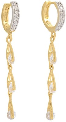 RENAISSANCE TRADERS 3tyre Cubic Zirconia Brass Drops & Danglers