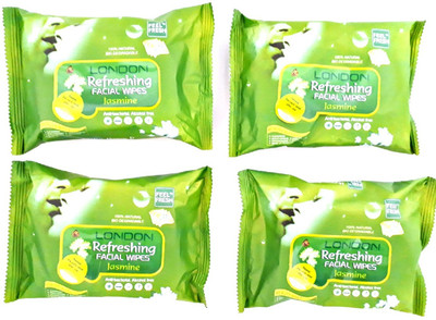 

LONDON Refreshing FACIAL WIPES 100% NATURAL, HYGENIC & REFRESHING PACK OF 4 [JASMINE ] 25 WIPES PER PACK(Pack of 25)