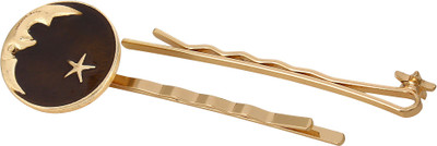 

Fayon Trendy Costume Brown Moon Star Charms Hair Pin Hair Pin(Gold)