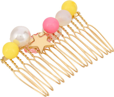 

Fayon Party Style Diva Golden Comb With Multicolour Beads Hair Pin Hair Pin(Gold)