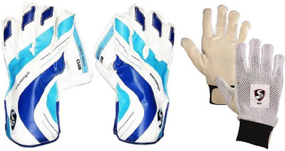 

SG Combo of two- one Pair of 'Club' wicket keeping gloves and one pair of 'test' wicket keeping inner gloves (size-men's) (Color On Availability)- Cricket Kit