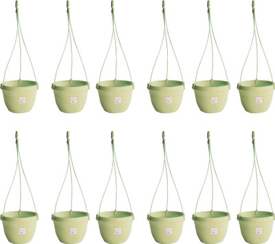 

Mopi Hanging Flower Pots 7inch Planter,green Plant Container Set(Pack of 12, Plastic)