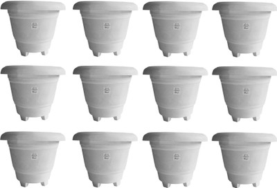 

Mopi HIGH GRADE PLASTIC LEG PLANTER (Plastic,white,10 inch Plant Container Set(Pack of 12, Plastic)