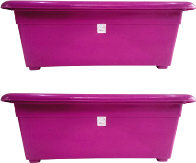 

Mopi Window Flower Pot Container (Plastic,Purple, Height - 7 cm) Plant Container Set(Pack of 2, Plastic)