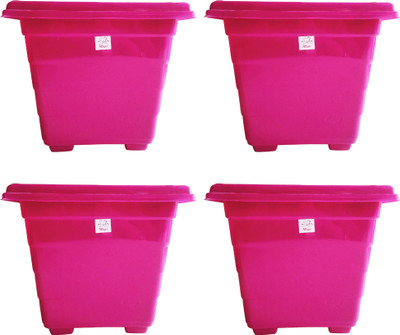 

Mopi SQUARE 12 INCH MEROOM PLANTER WITH PLATE PACK OF 2 Plant Plant Container Set(Pack of 4, Plastic)