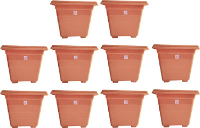 

Mopi SQUARE 12 INCH YELLOW PLANTER WITH PLATE PACK OF 2 Plant Plant Container Set(Pack of 10, Plastic)
