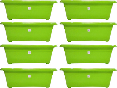 

Mopi Window Flower Pot Container (Plastic,Green, Height - 7 cm) Plant Container Set(Pack of 8, Plastic)