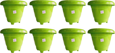 

Mopi HIGH GRADE PLASTIC LEG PLANTER (Plastic,White,12 inch Plant Container Set(Pack of 8, Plastic)