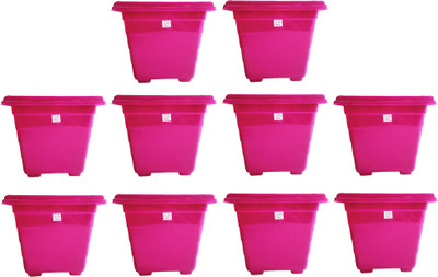

Mopi SQUARE 12 INCH MEROOM PLANTER WITH PLATE PACK OF 2 Plant Plant Container Set(Pack of 10, Plastic)