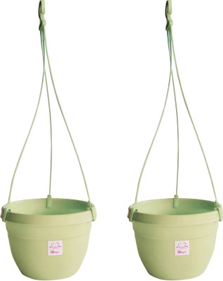 

Mopi Hanging Flower Pots 7inch Planter,green Plant Container Set(Pack of 2, Plastic)