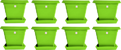 

Mopi SQUARE 12 INCH YELLOW PLANTER WITH PLATE PACK OF 2 Plant Plant Container Set(Pack of 8, Plastic)