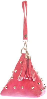 

Aliado Faux Leather Pink Coloured Zipper Closure Embellished Potli bag Potli(Pink)
