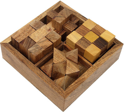 

SKAVIJ Puzzles Wooden Brain Teaser Games Burr Puzzle, Star Puzzle, Snake Cube and Soma Cube 4 Pcs Puzzle Gift Set Handmade Toy Educational Puzzles for Kids & Adults(4 Pieces)