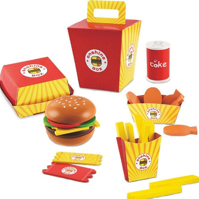 

M-Alive Wooden Junior Burger Food Box Play Set (26 Pieces)-Role play Set-Pretend Play Toy