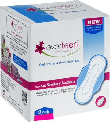 

everteen essentials Sanitary Napkins (280mm) 8 pc – Anti-bacterial, Biodegradable, Ultra-Slim, Super-Absorbent Sanitary Pad(Pack of 8)