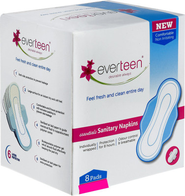 

everteen essentials Sanitary Napkins (240mm) 8 pc – Anti-bacterial, Biodegradable, Ultra-Slim, Super-Absorbent Sanitary Pad(Pack of 8)