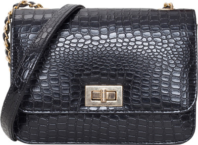

ADISA Women Evening/Party Black PU Sling Bag