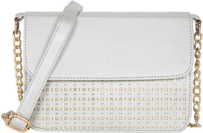 

ADISA Women Evening/Party Silver PU Sling Bag