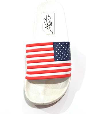 

Angel Fashion Angel Fashion American Flag Slides Slides, White