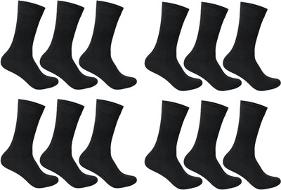 QUEERY Men Solid Mid-Calf/Crew(Pack of 12)