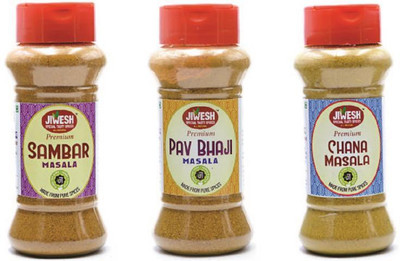 

Jiwesh COMBO OF 3 SAMBAR MASALA+PAV BHAJI MASALA+CHANA MASALA (300g)(300 g)