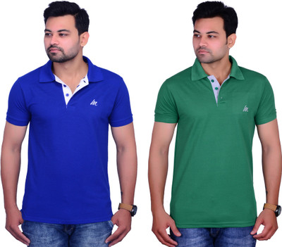 La Milano Colorblock Men Polo Neck Green, Blue T-Shirt