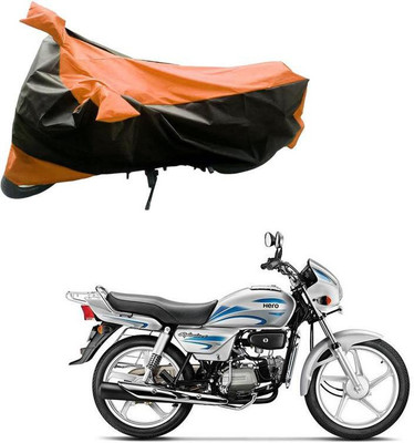 Purpleheart Two Wheeler Cover for Hero(Splendor Plus, Black, Orange)