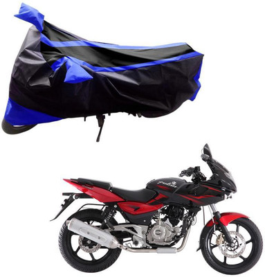 Purpleheart Two Wheeler Cover for Bajaj(Pulsar 220 DTS-i, Black, Blue)
