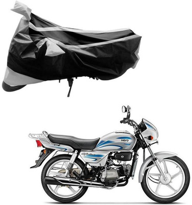 Purpleheart Two Wheeler Cover for Hero(Splendor Plus, Black, Silver)